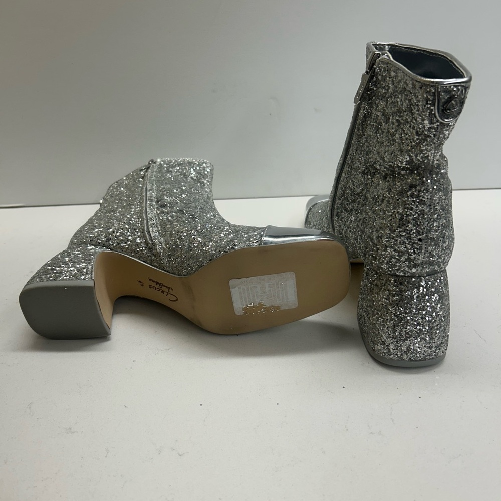 Circus by Sam Edelman Osten Silver Glitter Ankle Boots Size 6.5” - Picture 4 of 5